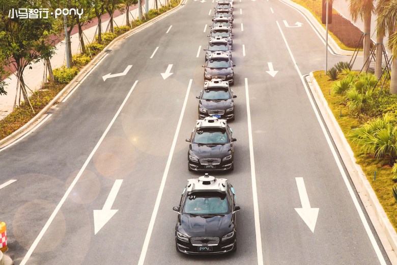 Pony.ai showcased its fleet of self-driving vehicles in the eastern Chinese city of Guangzhou in 2018. (Image credit: Pony.ai)